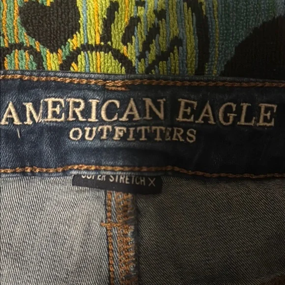 American Eagle Outfitters Blue Skinny Jeans with Distressed Details - Picture 3 of 5